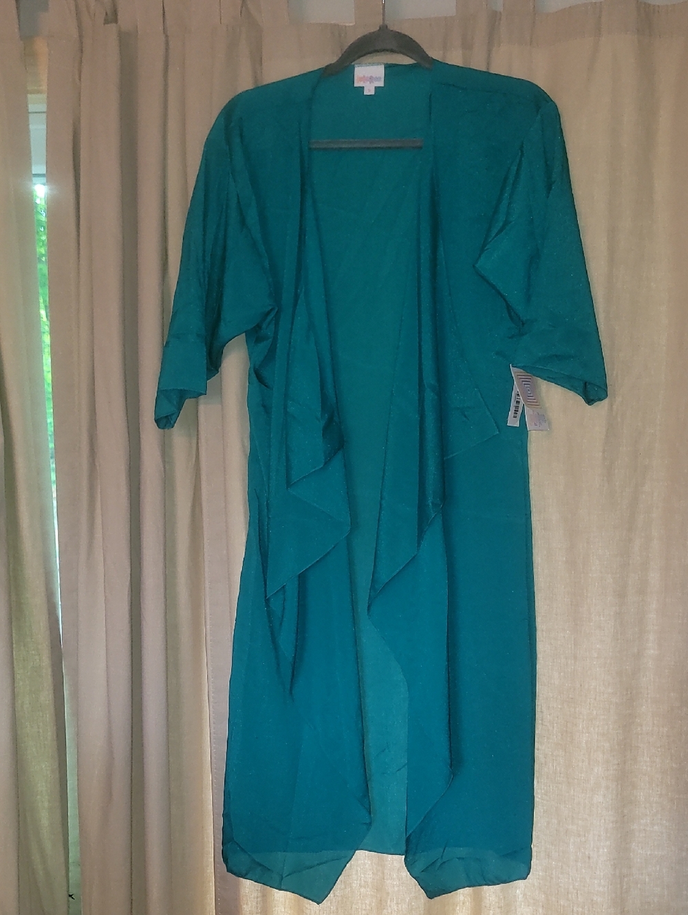 LuLaRoe Teal Open-Front Short Sleeve Shirley Kimono Cardigan